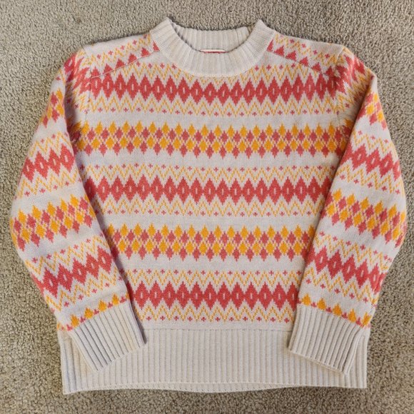 NWOT J. Crew Cashmere Fair Isle Sweater in Heather Muslin Coral - Picture 2 of 11
